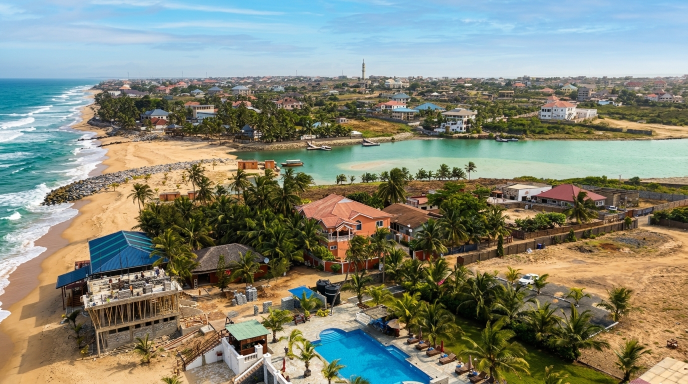 Aerial view of Coconut Pointe Villa & Beach Resort, Prampram